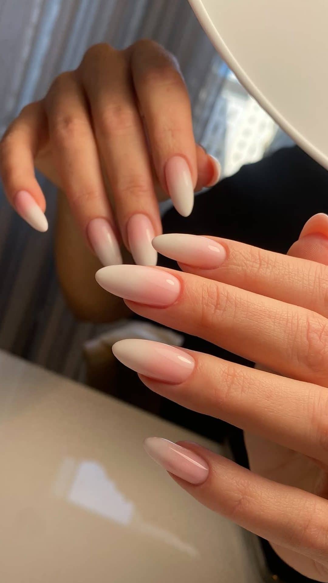 Sheer nude almond nails