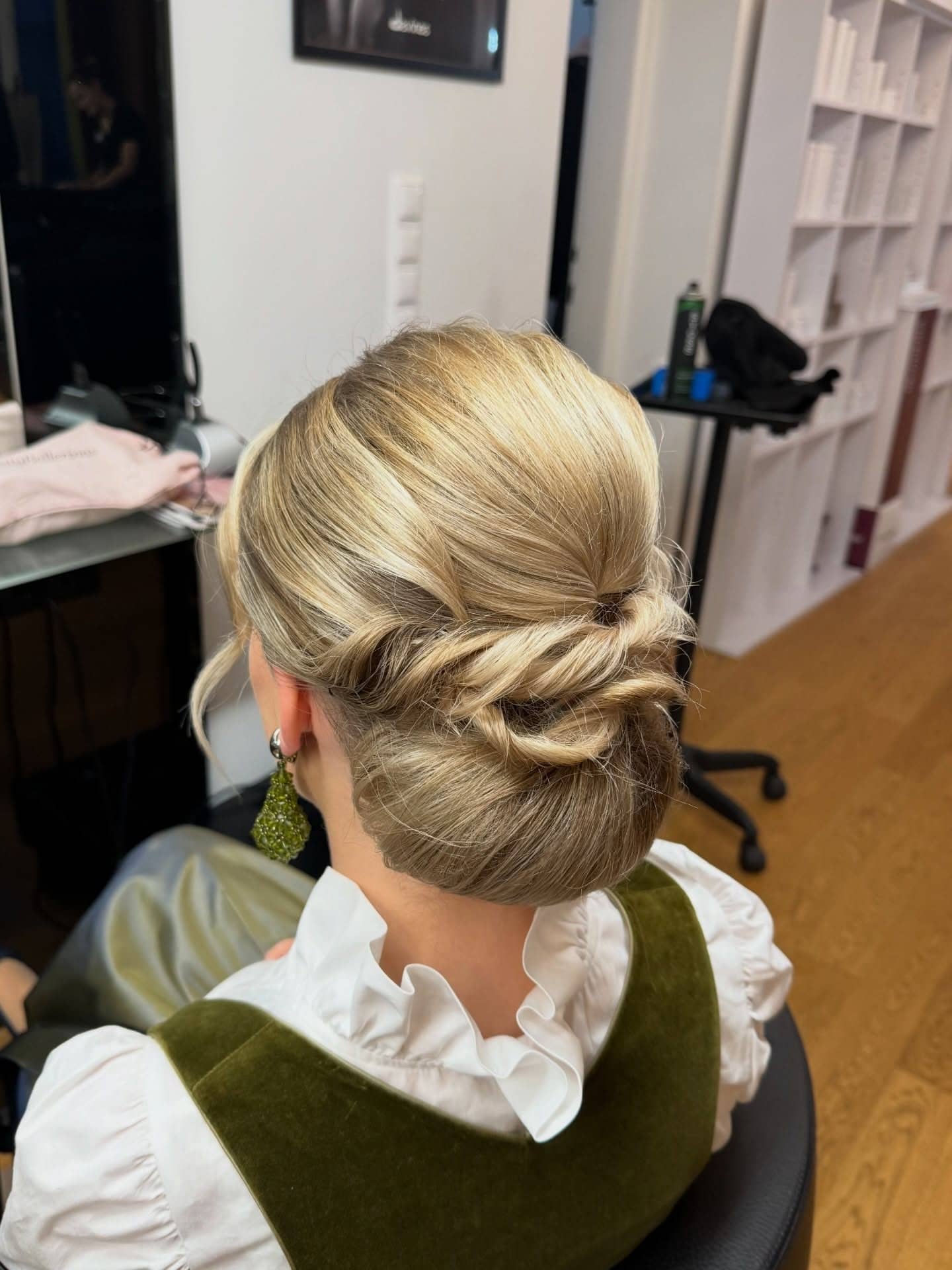 Braided blonde updo